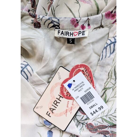 NEW Fairhope Babydoll Ruffled Sheer Boho Floral Dress 3/4 Sleeve Size Small - Picture 9 of 11